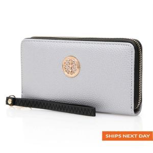 Metal Detail Metalic Leather Medium Size Wallet
